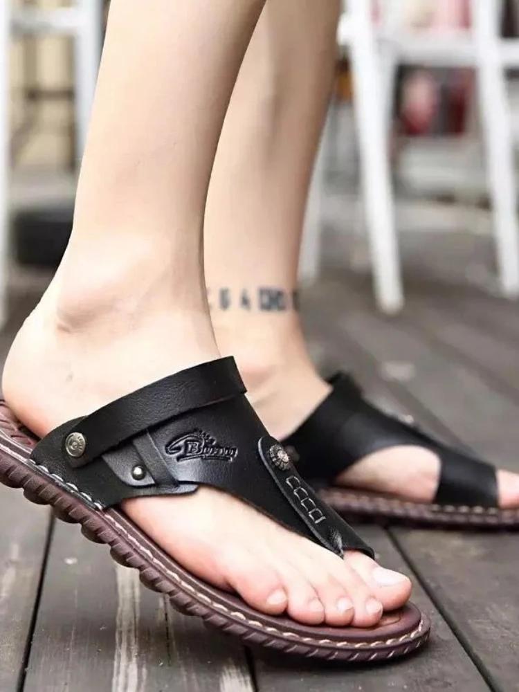 Summer Clip Toe Flip Flops Mens Sandals Male Shoes Fashion Flat Non-slip Slide Slippers Casual Beach Holiday Sport