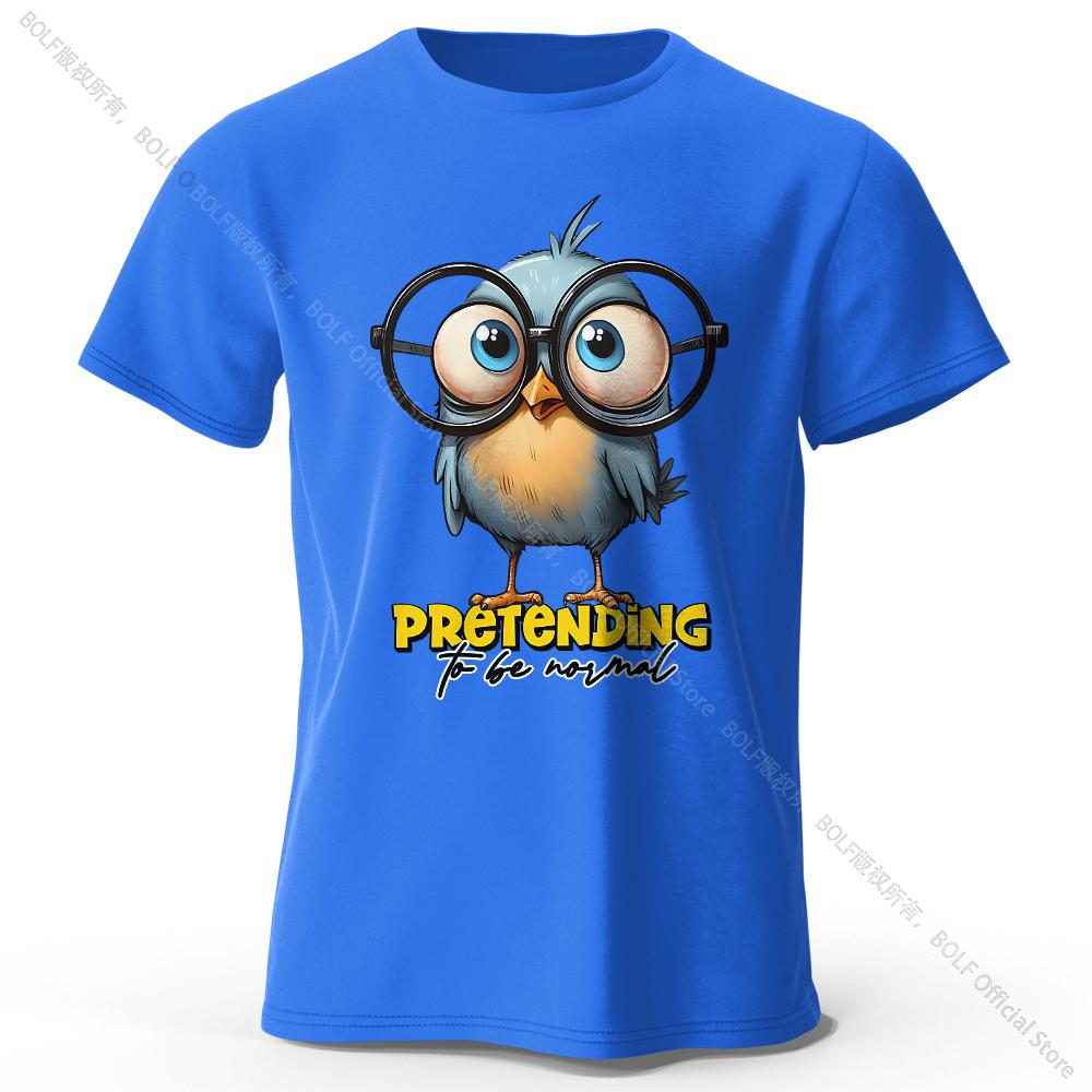 Asian Size Whimsical Cartoon Bird Doodle Print 100 Cotton TShirt Ultra Soft Round Neck Short Sleeve Tee For Unisex WOMEN