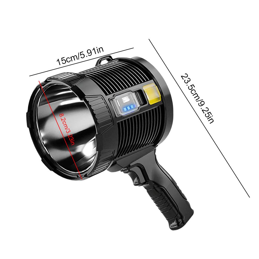 Rechargeable Spotlight LED Handheld Hunting Flashlight Super Bright Spotlight with Solar Panel Searchlight Waterproof Spot Light