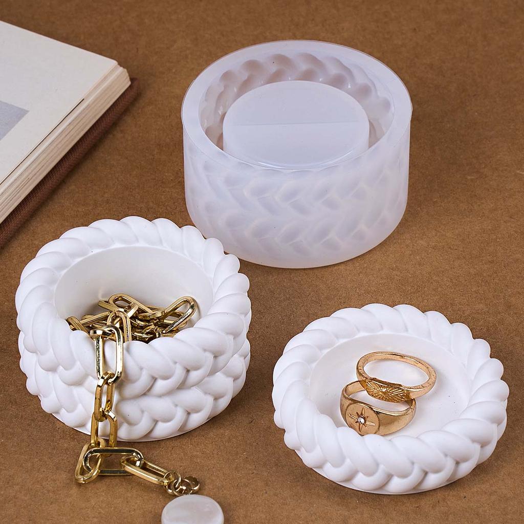 Силиконовая форма для свечей в виде плетеной композиции, круглый горшок для суккулентов, глиняные формы, коробка для хранения из гипсовой смолы, материалы для рукоделия.