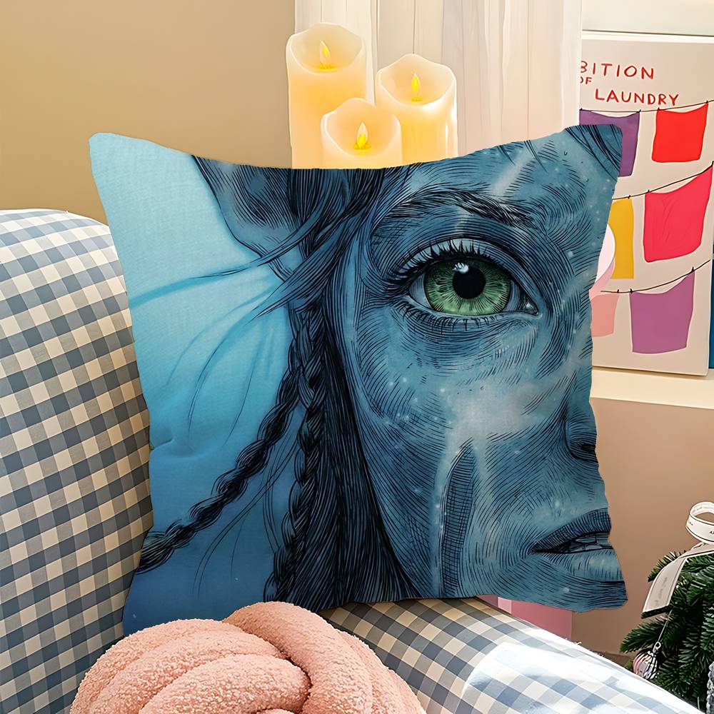 Movie A-Avatar Retro Pillow Covers Cartoon Sofa Decorative Home Double-Sided Printing Short Plush Cute Cushion Cover