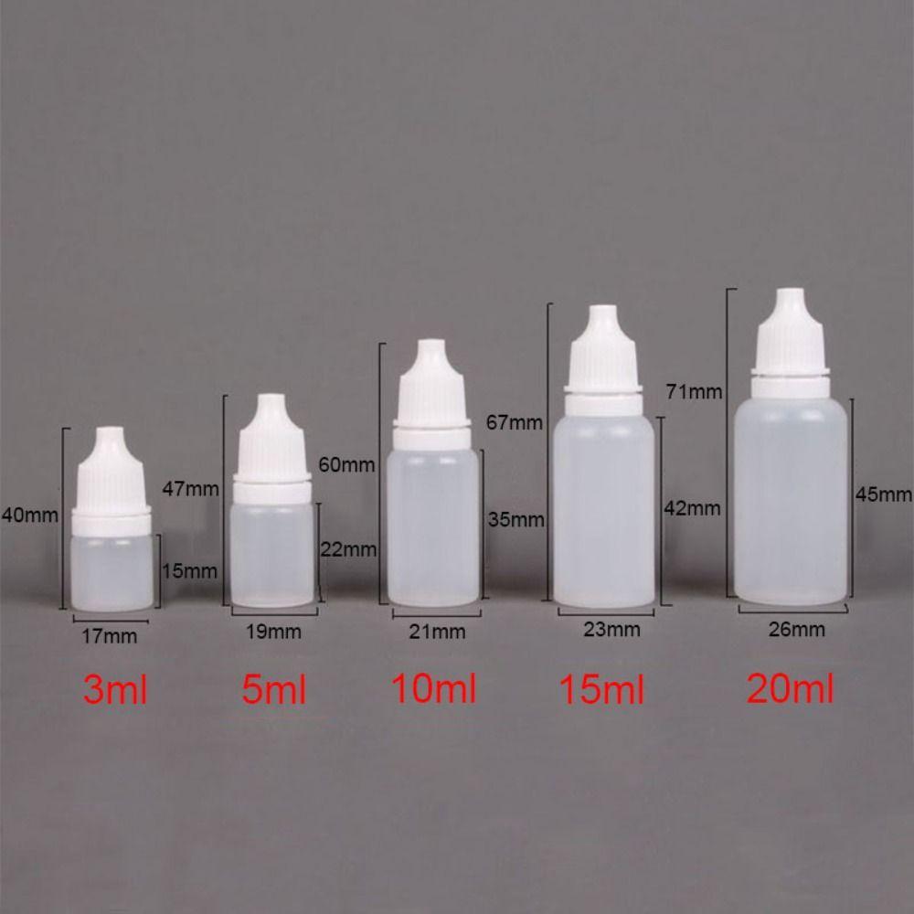 White Squeezable Dropper Bottles Eye Liquid Bottle Plastic Empty Containers Refillable Bottles