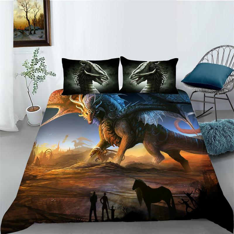 Пододеяльник с 3D принтом динозавра, постельные принадлежности королевского размера, полиэстер, креативный домашний комплект постельного белья, комплект постельного белья для мальчиков