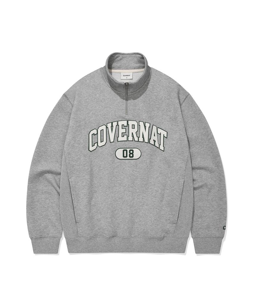 COVERNAT Arch Logo Half-Zip Sweatshirt Melange Gray