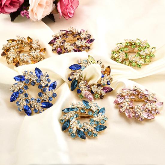 1 Pc Fashion Ladies Rhinestone Flower Bouquet Brooch Pin Scarf Bag Jewelry Charm