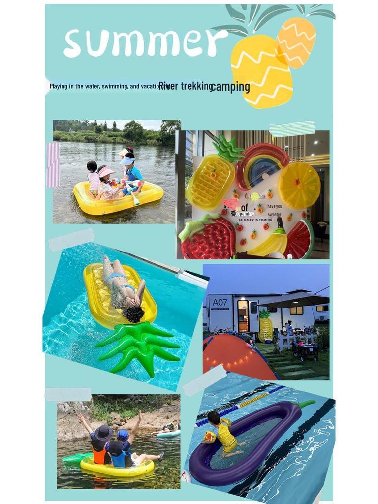 Inflatable Pineapple Cactus Watermelon Pizza Rainbow Pool Float Set