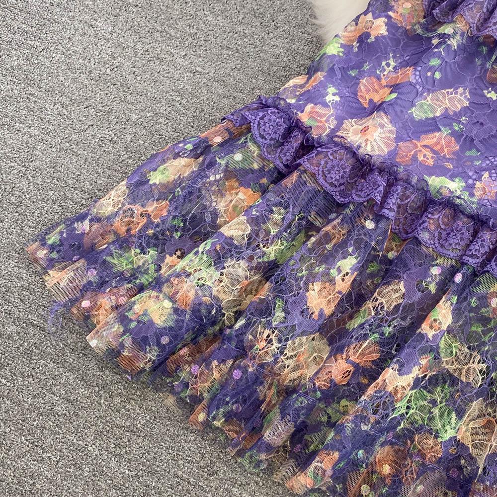 RUGOD Высококачественное темпераментное сетчатое платье с принтом из бисера и вышивкой в ​​форме буквы А, элегантное длинное летнее платье