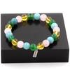 Stones and Minerals. Bracelet Pearls Rose Quartz + Citrine + Aquamarine + Green Agate 8 Made In France.