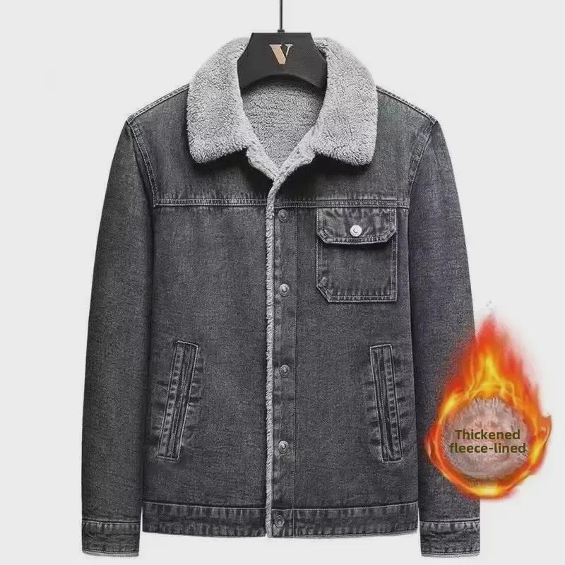 Мужская зимняя куртка пилота с бархатной подкладкой - толстое рабочее пальто из овчины, большой размер