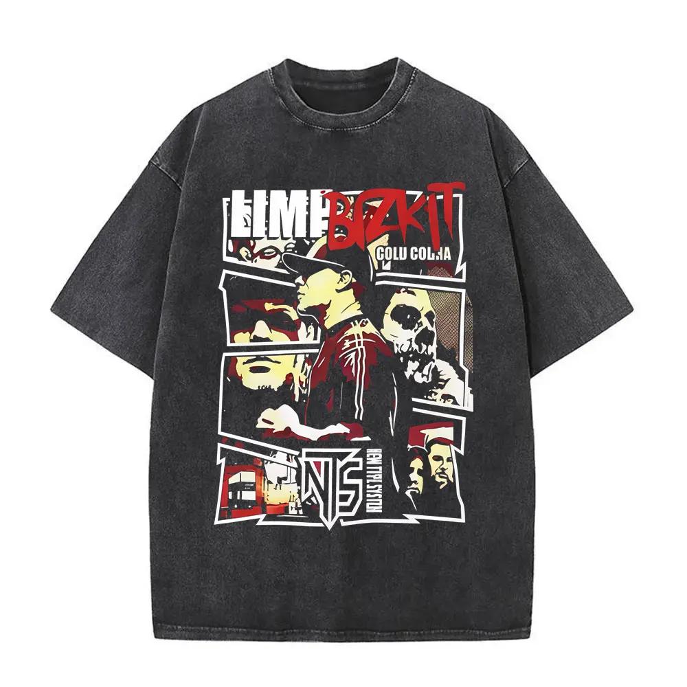 MXL Washed Vintage Rock Band Limp Bizkit Significant Other Print Tshirts Unisexs Women Hip Hop Retro Oversized Short Sleeve