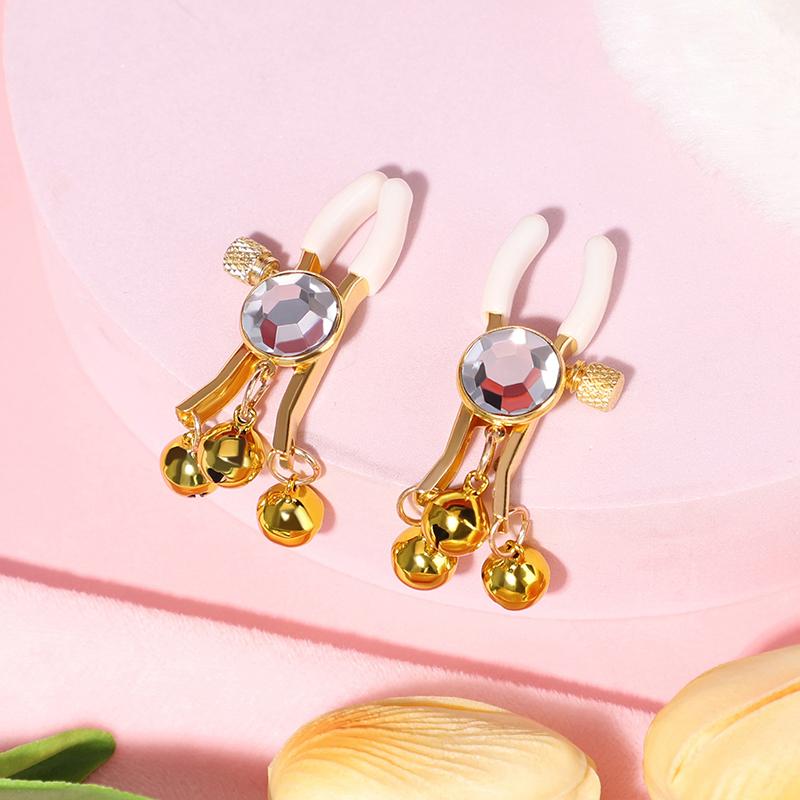 2 PCS Fashion Bell Metal Nipple Clamps Breast Clip Clitoris Flirting Bondage Nipple Breast Sex Toys For Women BDSM
