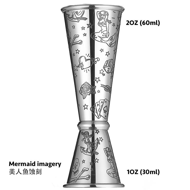 Двойной джиггер для барменства, Коктейльный джиггер 2 унции 1 унция | Мерный стаканчик для коктейлей Японский джиггер Мерка для шотов Джиггеры