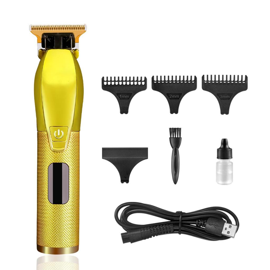Перезаряжаемая ЖК-машинка для стрижки волос для дома, электрическая парикмахерская, мощная машинка для стрижки волос, металлическая кромка, высокое качество