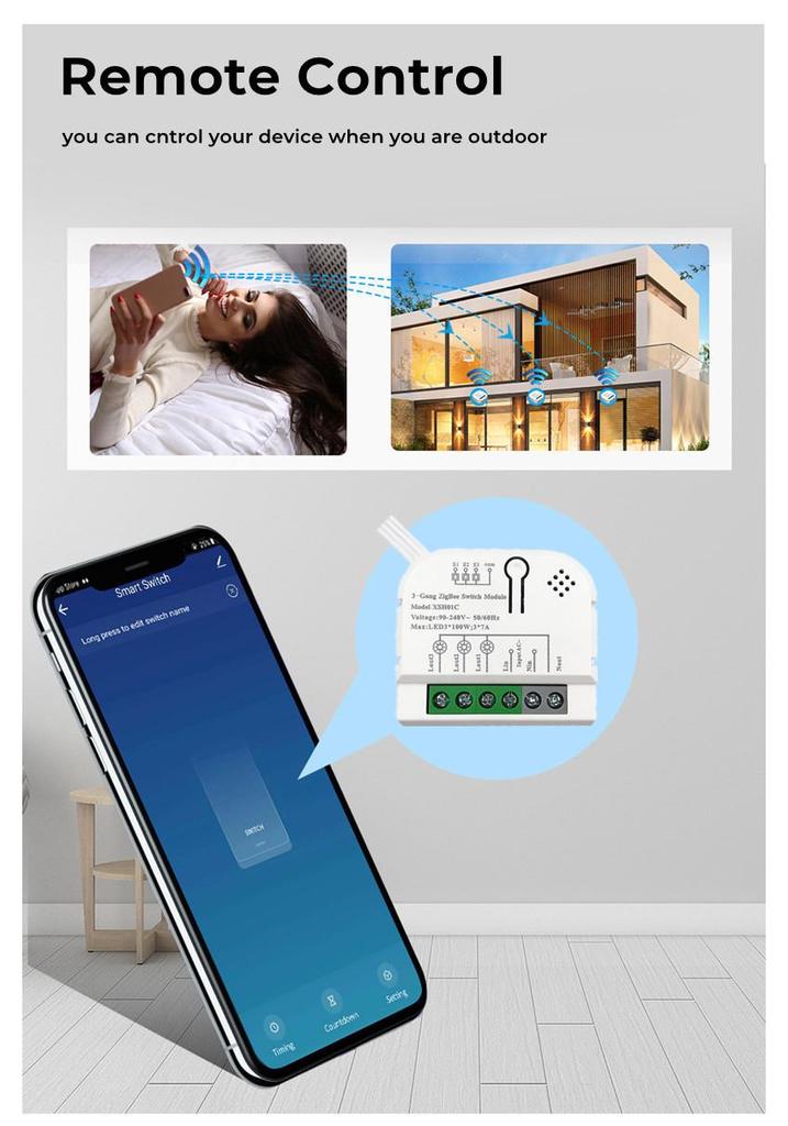 Zigbee Tuya Умный 3-позиционный модуль Вкл/Выкл для Alexa