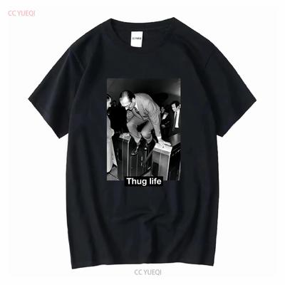 Футболка Chirac thug life e с длинным или коротким рукавом винтажная стираная повседневная немного универсальная мода эластичная стильная уличная одежда