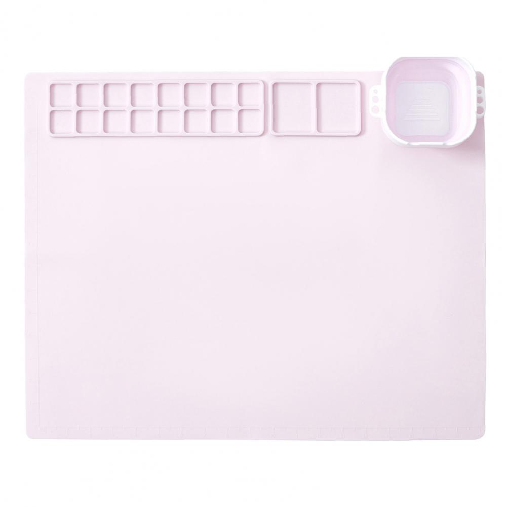 Artist Silicone Craft Mat with Collapsible Cup Non-Stick Surface Easy Maintenance Portable DIY Folding Painting Mat Silicone Pad