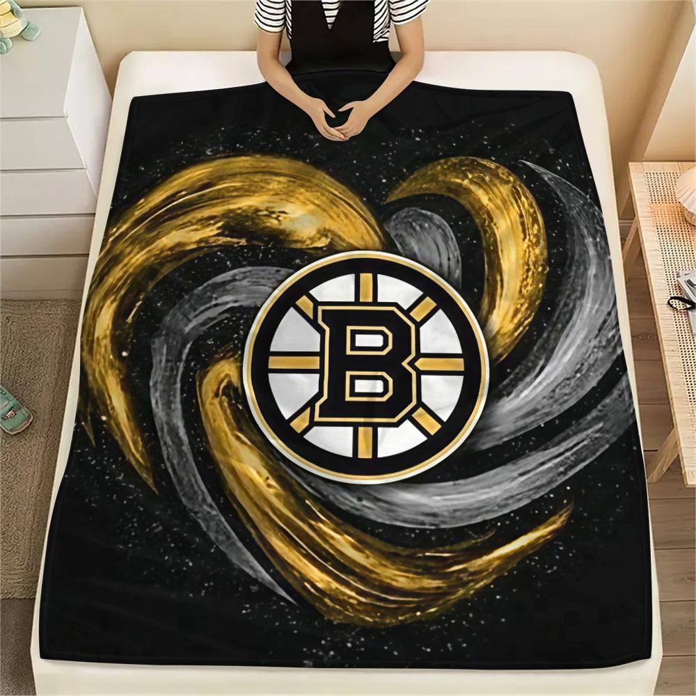 Boston Bruins Flannel Blanket, High quality Comfortable for All Seasons, Home Decor, Warmth and Comfort