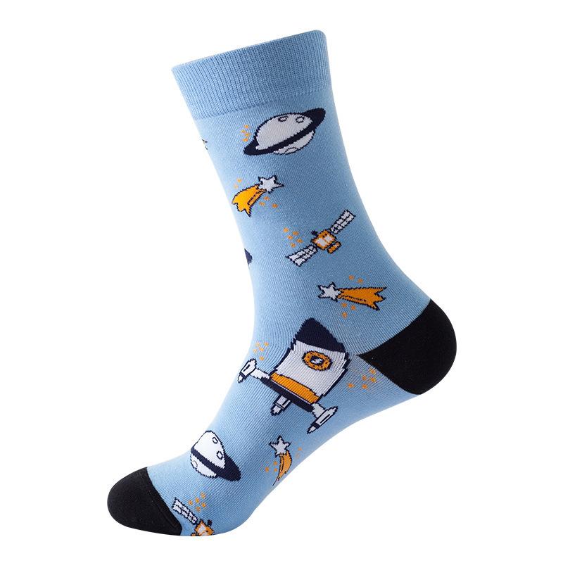 1 пара забавных носков Ins Astronaut Airplane Heaven Body Middle Tube для мужчин Happy Socks Streetwear из хлопка для мужчин, скейтбордистов, для мальчиков, для взрослых