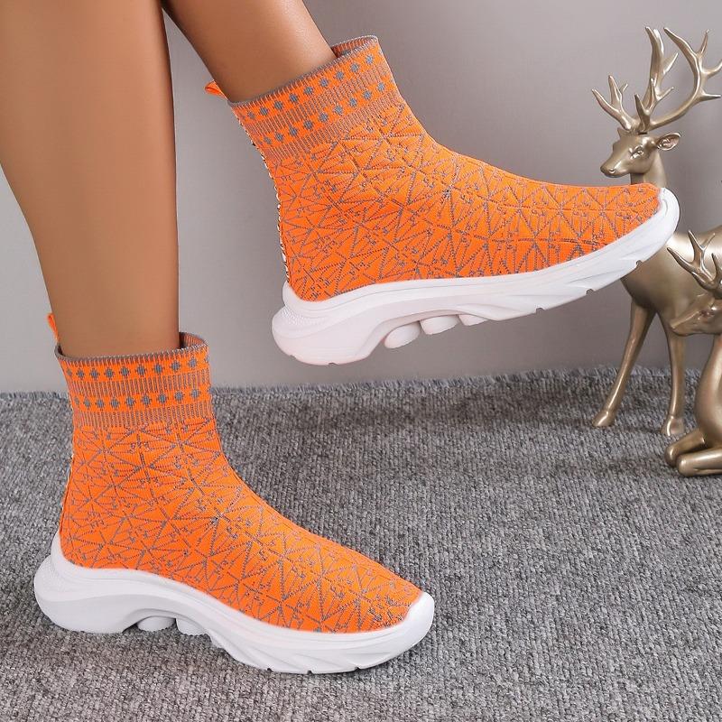 Модные носки кроссовки женская спортивная обувь спортивная обувь женские дышащие повседневные эластичные ботинки на толстой подошве из вулканизированной стали