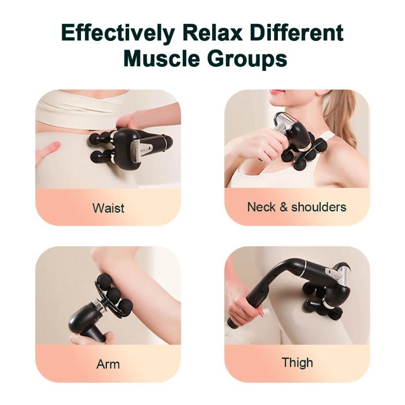 2026 New 6-Heads Handhel Fascia Gun High Frequency Vibration Body Massage Gun Neck Shoulder Waist Back Handle Massager Fascia Masajeador
