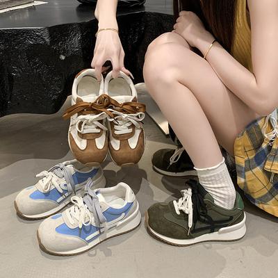 Уродливые милые немецкие тренировочные кроссовки женские 2025 новые студенческие с внутренним увеличением высоты повседневные кеды в стиле колор-блок спортивные ретро Форрест Гамп