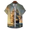 Summer Shirt For Men Lighthouse 3d Printed Men‘S Clothing Loose Oversized Shirt Beach Party Short Sleeved Tops Hawaii Sweatshirt