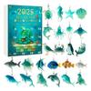 Ocean Life Advent Calendar 24-Day Christmas Countdown Calendar 2D Acrylic Ocean Life Decorations for Kids Adults Festive Gift