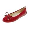 Fashion Ladies Single Shoes Bowtie Flats Patent Leather Loafers Women Round Toe Roll-Up Shoes Woman Bridesmaid Flats Zapatillas Mujer
