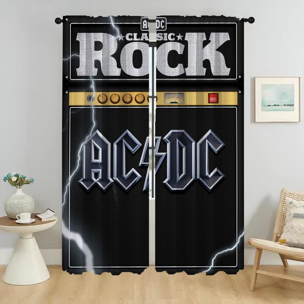 Элегантные Шторы для Комнаты Rock Acdc Перегородка-Камера Домашний Интерьер Занавеска для Гостиной Тюль Спальня Детский Комплект из 2 Штук Полиэстер Декор