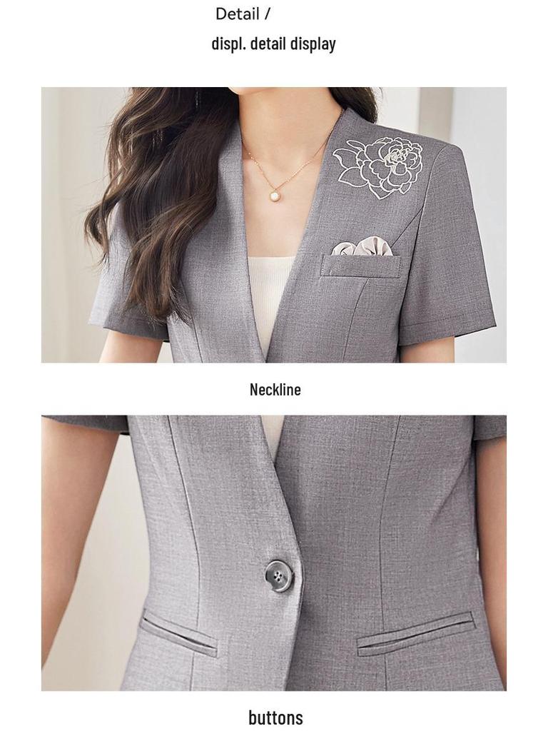 Профессиональный женский юбочный костюм с коротким рукавом для менеджера ресепшена отеля и ювелирного магазина, летняя униформа