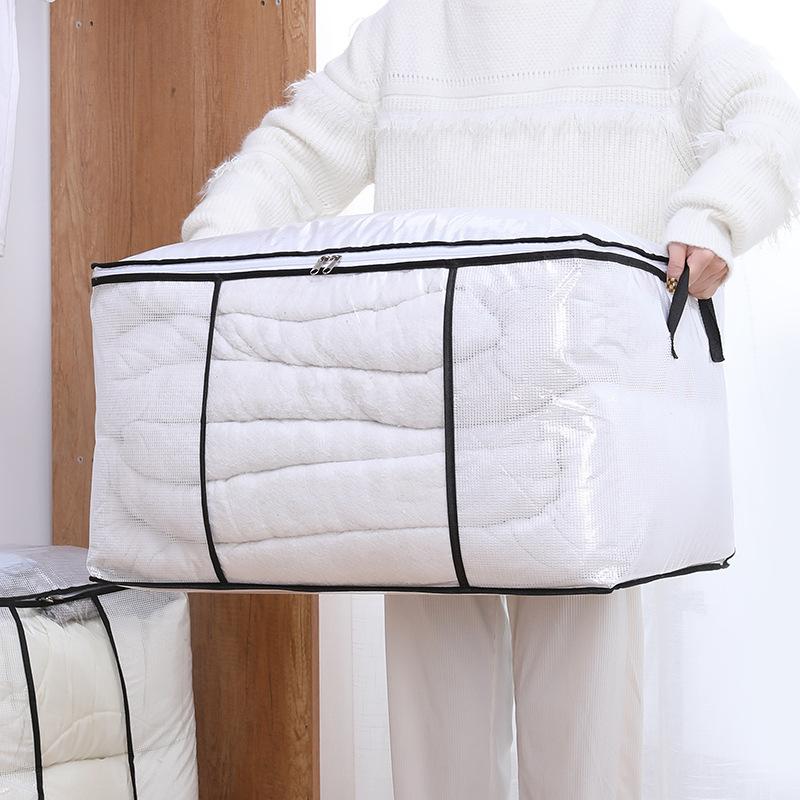 Clear Window Clothes Storage Bag Large Capacity Strong Zippers Waterproof for Moving Travel Bedding Storage