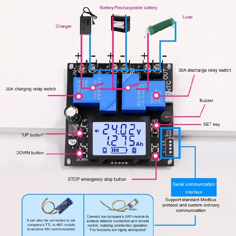 30A Relays Voltages Protectors LCD Display Auto CutOff Switch For Lithium Acid Batteries DC10V 110V DIY Applications