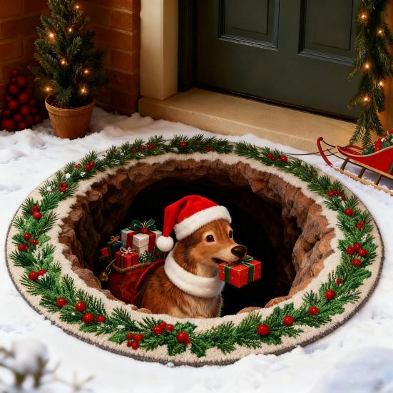 Рождественский Санта Гном Стеганый Круглый Коврик Праздничный Ковер Нескользящая Основа Придверный Коврик Гостиная Ванная Кухня Абсорбирующий Коврик