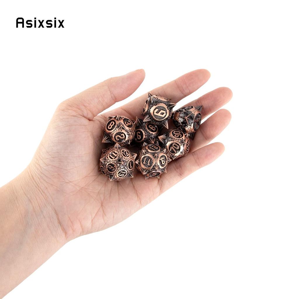 7 шт. сферические металлические кубики с острыми углами, набор цельных металлических многогранных кубиков, подходящий для ролевой игры, настольной игры, карточной игры
