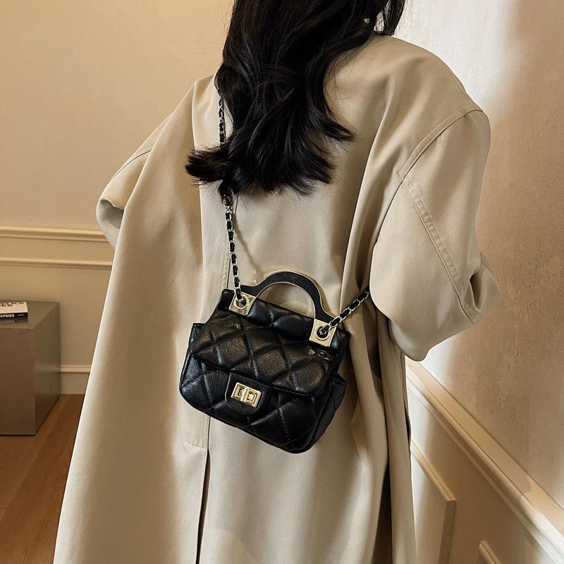 Xiaoxiangfeng Simple Lock Handbag 2025 New Bags Texture Diamond Shoulder Bag Trendy Chain Messenger Women's Bag
