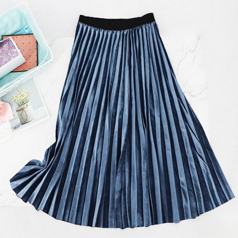 Элегантная узкая бархатная женская плиссированная юбка с высокой талией на весну и осень