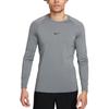 Dri-FIT Slim Long-Sleeve Fitness Top Plain Logo Print Crew Neck Pullover T-Shirt Men Tops Gray FB7926-084