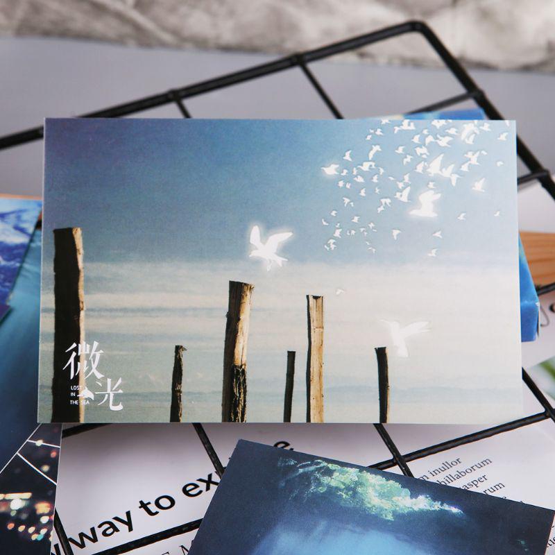 30pcs Vintage Luminous Postcard Glow In The Dark Ocean Greeting Post Card Xmas Greeting Cards Gift