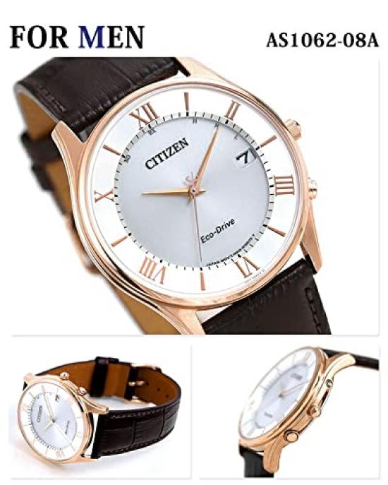 Citizen Парные часы Solar для него и для нее, с питанием Eco-Drive и радиоуправлением, для пар, AS1062-08A ES0002-06A,