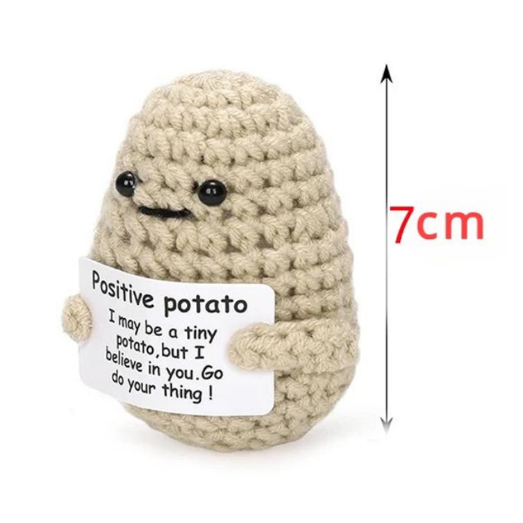 1-10PCS Positive Energy Potato Mini Handmade Plush Knitted Doll with Card Fun Stress Relieving Knitted Doll Home Decoration