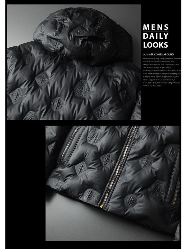 Мужская роскошная пуховая куртка с капюшоном - Европейская высококачественная 90% белый утиный пух Зимнее пальто