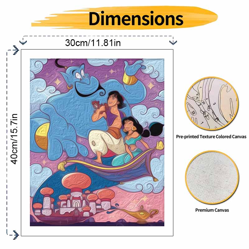 Disney Aladdin Genie oil paint by numbers painting kit handmade diy home decor gifts for adult hobby artists wall art canvas craft set