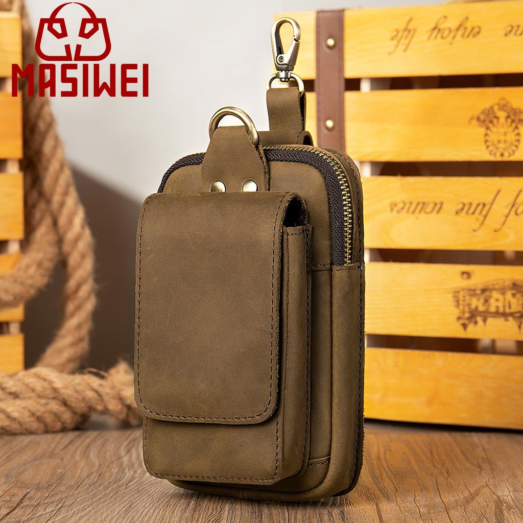 Сумка для мобильного телефона мужская поясная сумка многофункциональная кожаная маленькая поясная сумка Crazy Horse