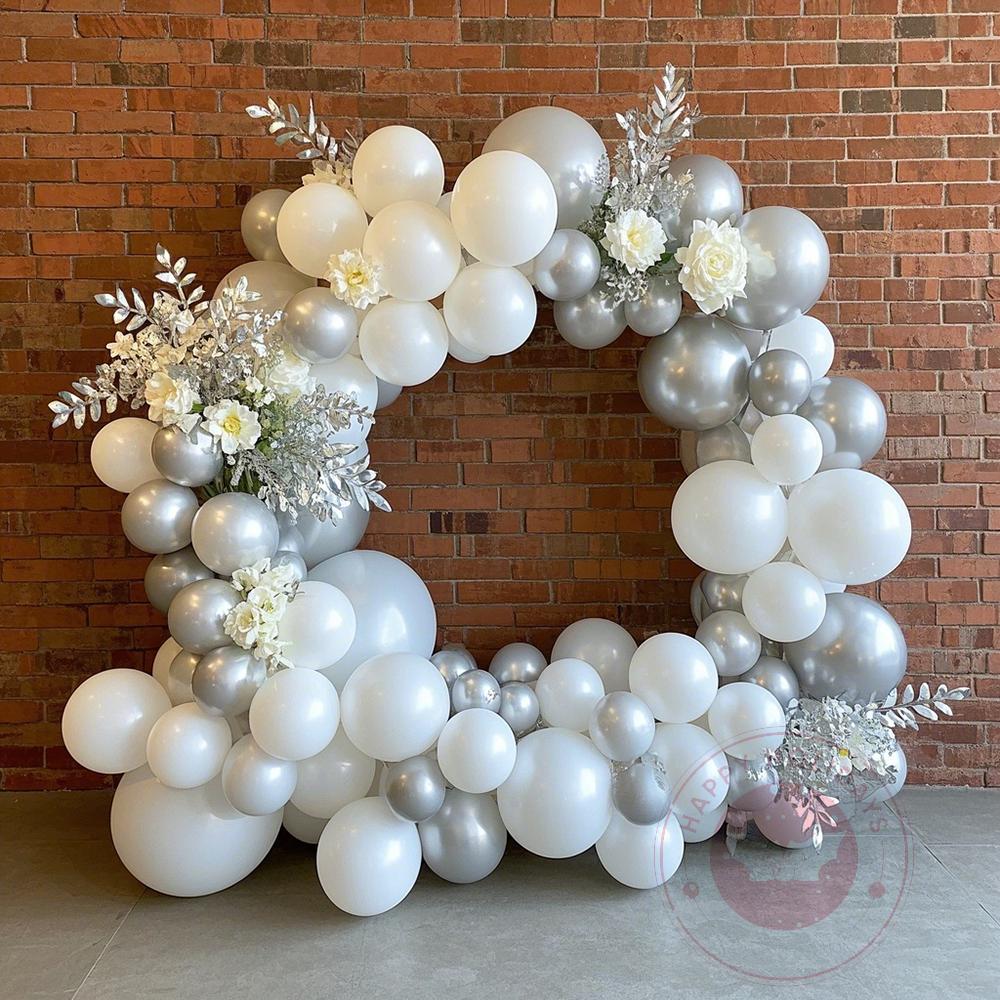 5inch-36inch White Gold Silver Metallic Chrome Balloons Wedding Happy Birthday Party Decoration Valentine's Day Globos Ballon