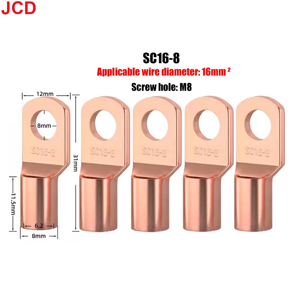 JCD 5/10/20pcs Copper Lug Ring Wire Connectors Bare Cable Electric Crimp Terminal SC4-6 SC6-6 SC6-8 SC10-6 SC16-6 SC16-8 SC25-8