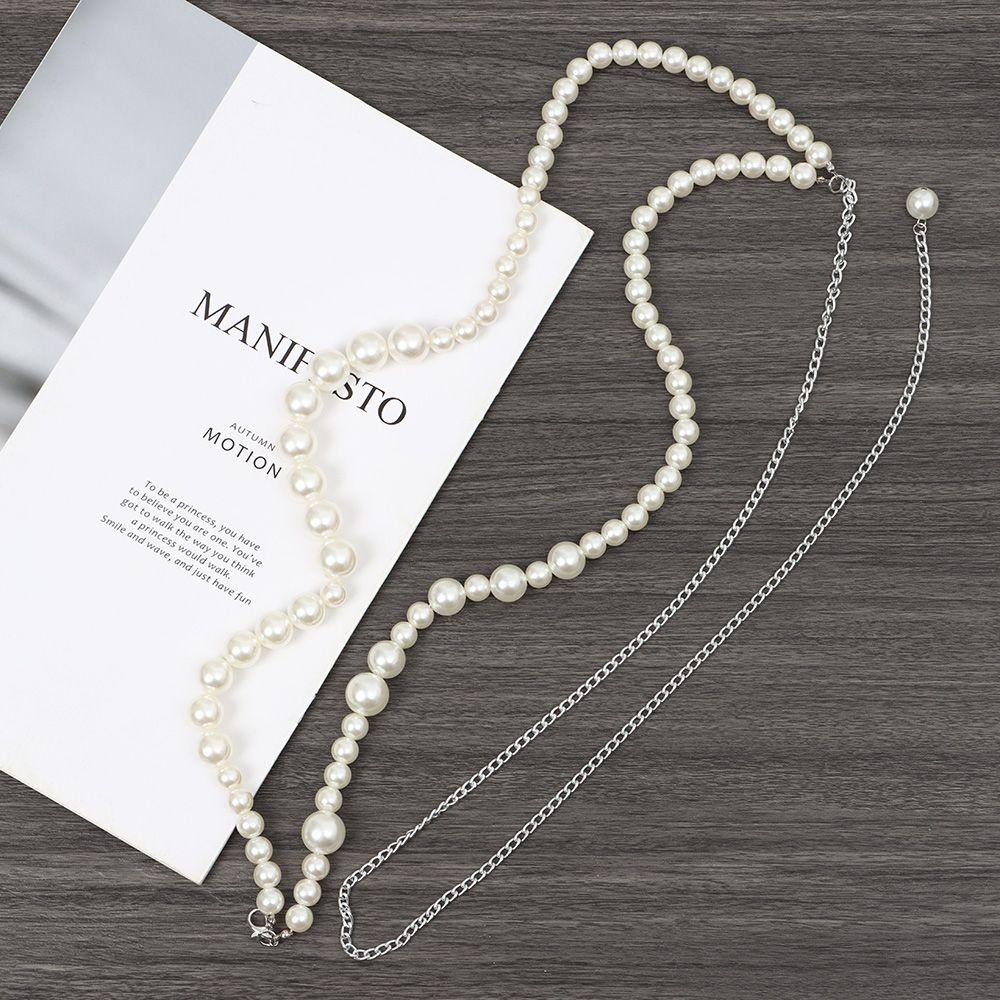 Metal Body Chain Accessories Imitation Pearl Shirt Suit Belt Trendy Waist Belt Jewelry Party Wear