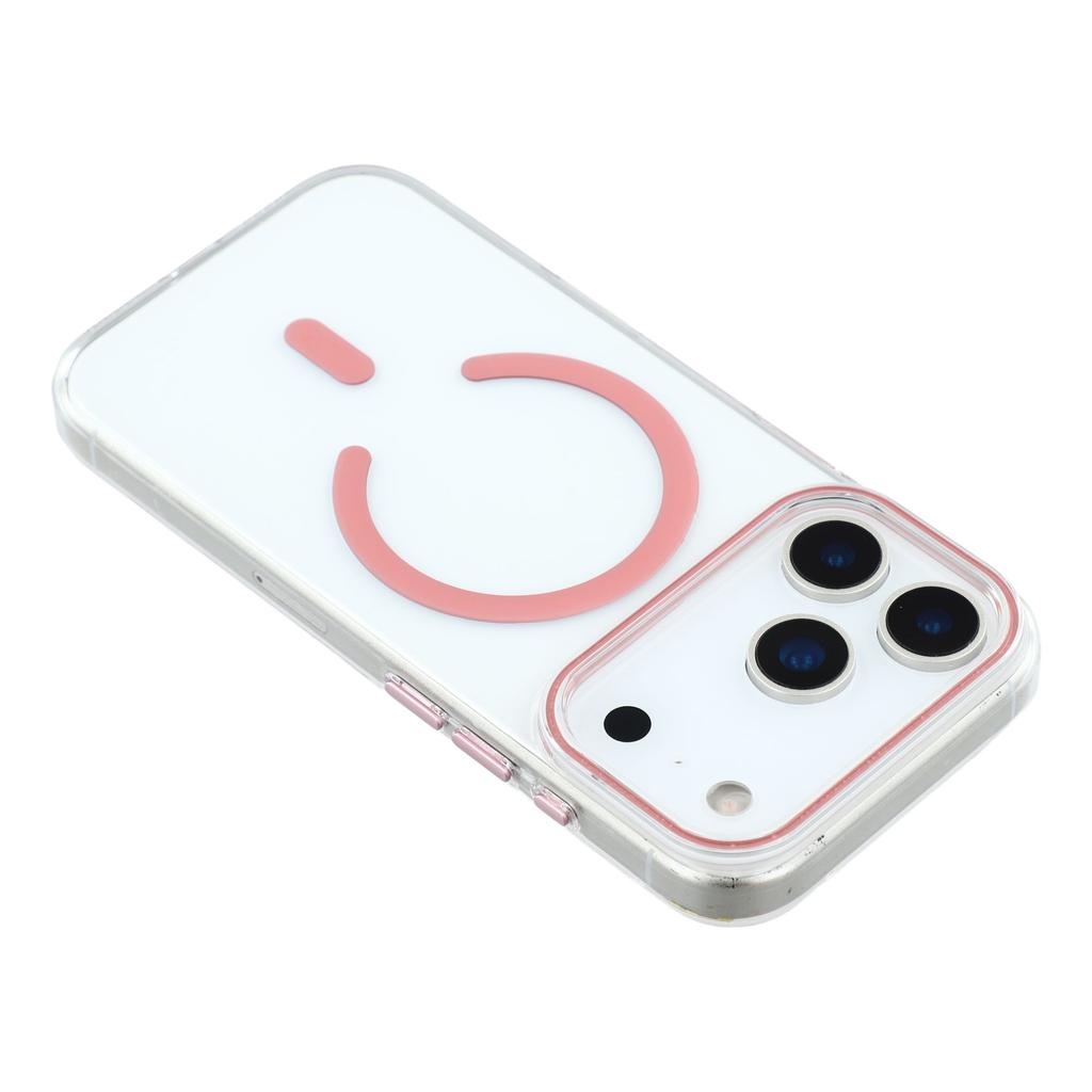For iPhone 17 Pro Max Magnetic Case Clear PC Phone Back Cover with Metal Buttons