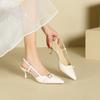 1-One-word Bag Head High-heeled Sandals Women's Thin Heels Summer New Models Rear Empty Pointed Head Banquet High Heels Women