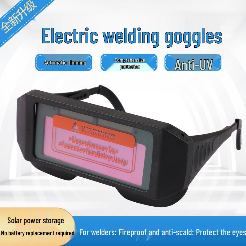 Solar-Powered Auto-Darkening UV Welding Goggles with Anti-Glare Protection for Welders