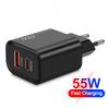 Зарядное устройство USB Type C мощностью 55 Вт, быстрая зарядка 3.0, адаптеры для зарядки телефонов для iPhone 16, 15 Pro Max, Xiaomi, Samsung, быстрое настенное зарядное устройство Type C